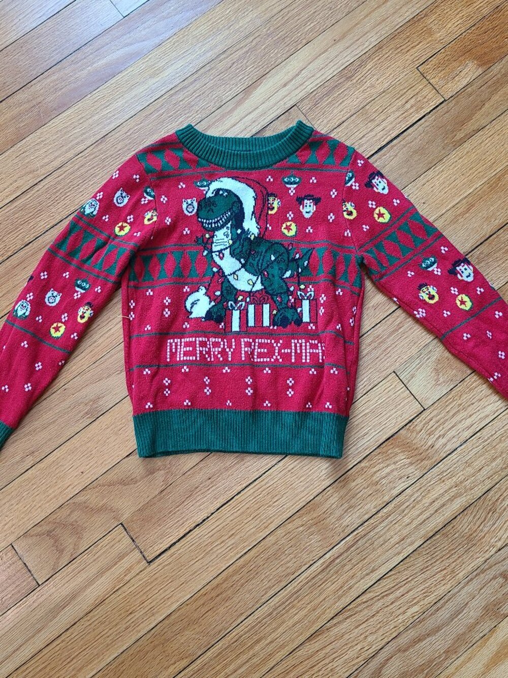 Disney Toy Story Toddler Merry Rex-Mas Ugly Christmas Sweater Red 5T
